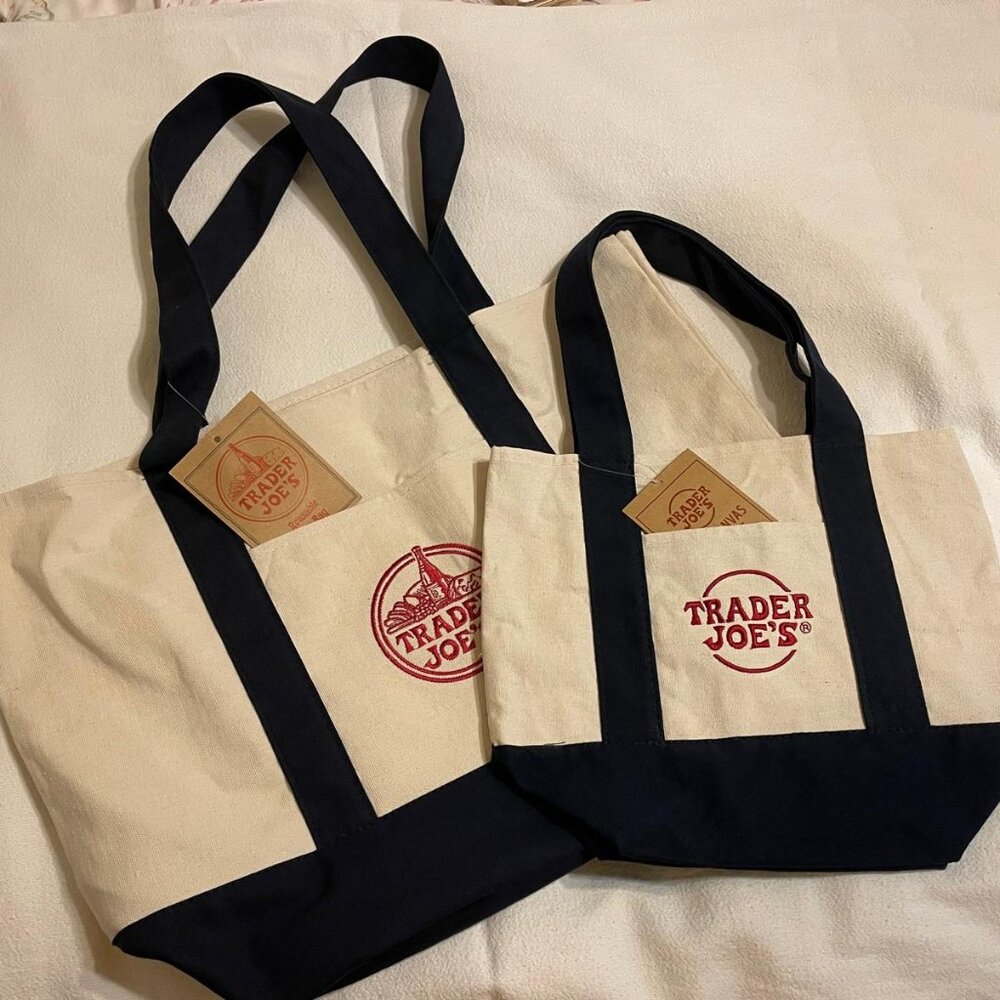 NWT! Set of 2: Trader Joe's Large & Mini Canvas T… - image 1